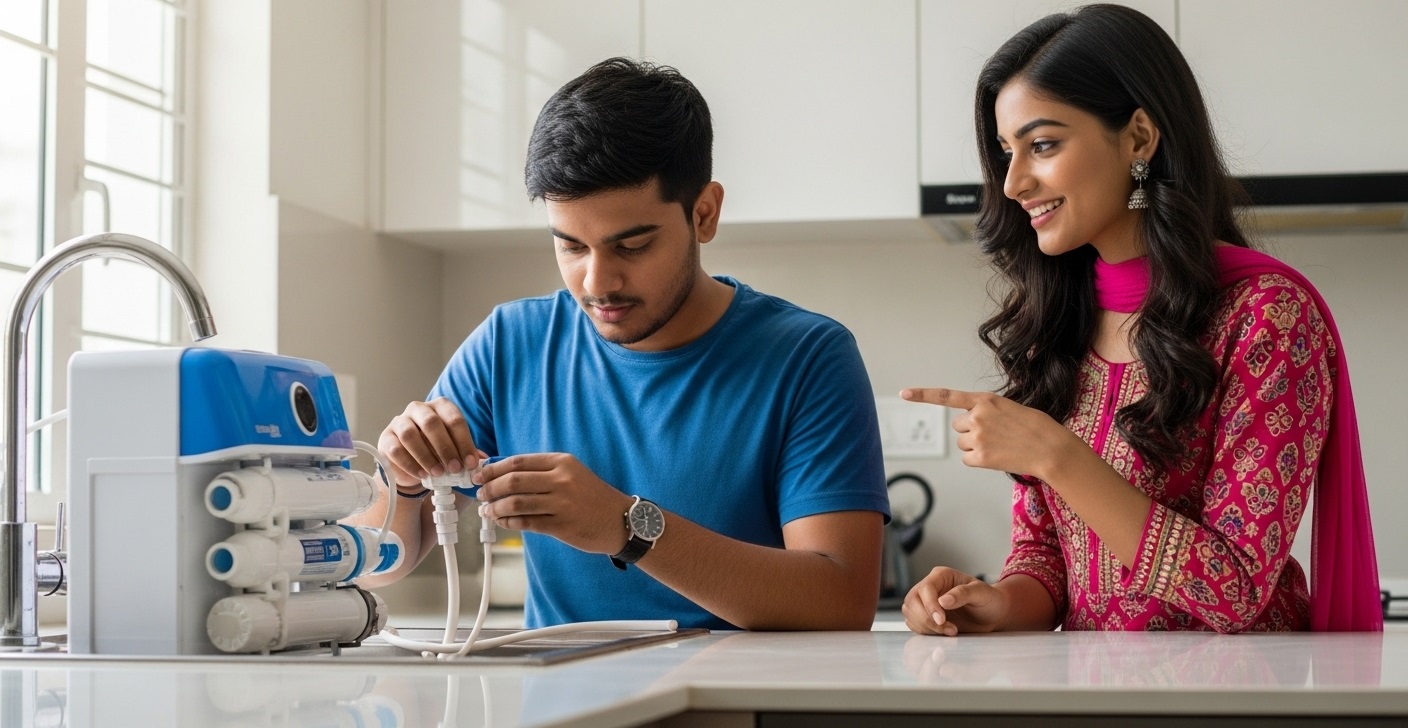 Water purifier installation demo TDS calibration Nagpur Djs Aqua